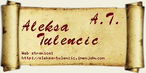 Aleksa Tulenčić vizit kartica